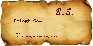 Balogh Samu névjegykártya